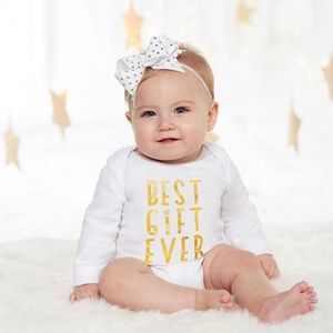 MudPie...0-6M Crawler “Best Gift Ever” w/ headband